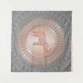 "Rose Gold Elephant Radiance" | Elephant Mandala Wandteppich (Vorderseite (Horizontal))