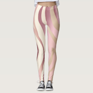 Rose Gold, Elfenbein & Rosa Streifen Mode Leggings