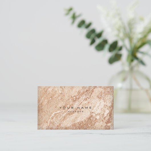 Rose Gold Elfenbeinbeige Marmorstein Minimal Visitenkarte (Stehend Vorderseite)