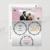 Rose Gold Emerald 20. Jubiläum Save the Date Postkarte (Vorne/Hinten)