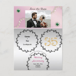 Rose Gold Emerald 35. Jubiläum Save the Date Postkarte