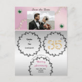 Rose Gold Emerald 35. Jubiläum Save the Date Postkarte (Vorderseite)