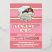Rose Gold Engagement Party Foto Folieneinladung (Vorderseite)