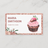 Rose Gold Erdbeere Cupcake Konditorei Koch Bäckere Visitenkarte (Vorderseite)
