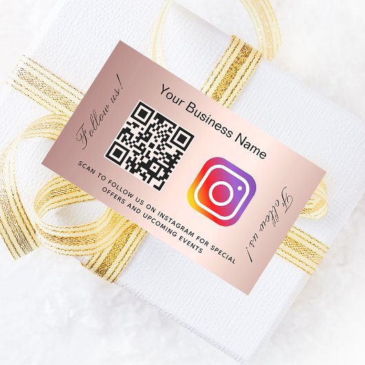 Rose gold Erröten Firmenname qr Codeinstagramm Rechteckiger Aufkleber