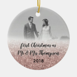 Rose Gold Erste Weihnachtszeit Mr. & Mrs. Couple F Keramik Ornament