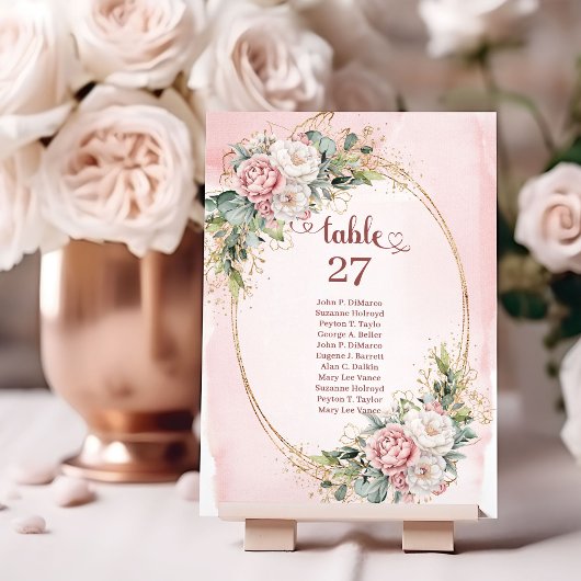 Rose Gold Eucalyptus Wedding Table Number Sign Tischnummer
