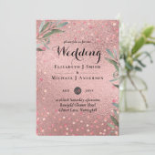Rose Gold Eukalyptus Blätter Foil Look WEDING (Stehend Vorderseite)