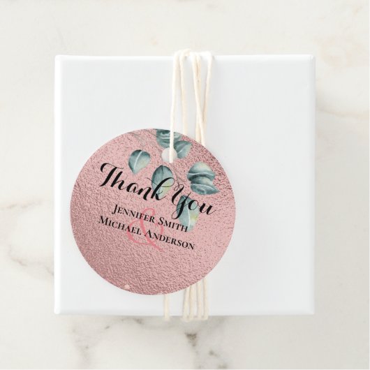 Rose Gold Eukalyptus Blätter Foil Look WEDING Geschenkanhänger (Beispiel)