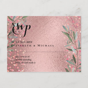 Rose Gold Eukalyptus Blätter Foil Look WEDING Postkarte
