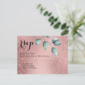 Rose Gold Eukalyptus Blätter Foil Look WEDING Postkarte (Stehend Vorderseite)