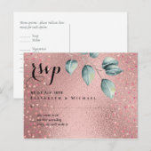 Rose Gold Eukalyptus Blätter Foil Look WEDING Postkarte (Vorne/Hinten)