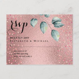 Rose Gold Eukalyptus Blätter Foil Look WEDING Postkarte