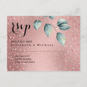 Rose Gold Eukalyptus Blätter Foil Look WEDING Postkarte