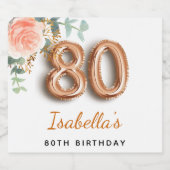 Rose Gold Eukalyptus Blume Schaumweinetikett (Einzelnes Label)