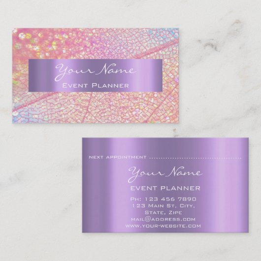 Rose Gold Event Planner WEDING MAKEUP Terminkarte (Vorne/Hinten)