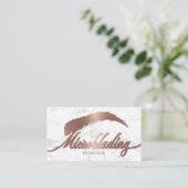 Rose Gold Eyebrow Salon Microblading Marmor Visitenkarte (Stehend Vorderseite)
