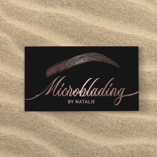 Rose Gold Eyebrow Salon Microblading Typografie Visitenkarte