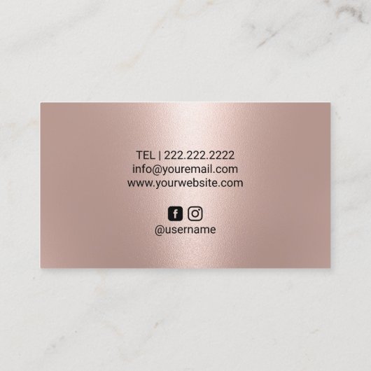 Rose Gold Eyelash Beauty Salon Makeup Artist Visitenkarte (Rückseite)