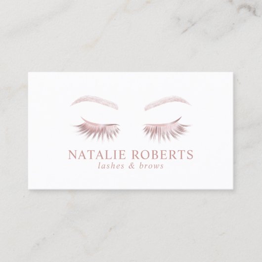 Rose Gold Eyelash Beauty Salon Makeup Artist Visitenkarte (Vorderseite)