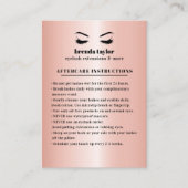 Rose Gold Eyelash Browbar Aftercare Instructions Visitenkarte (Vorderseite)
