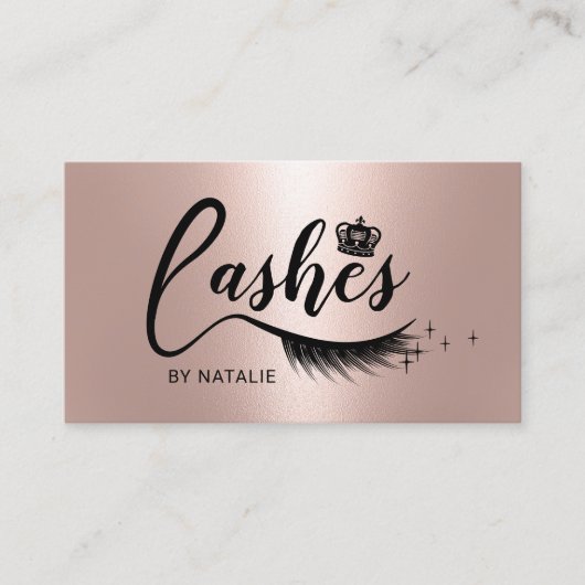 Rose Gold Eyelash Extensions Lashes Queen Salon Visitenkarte (Vorderseite)