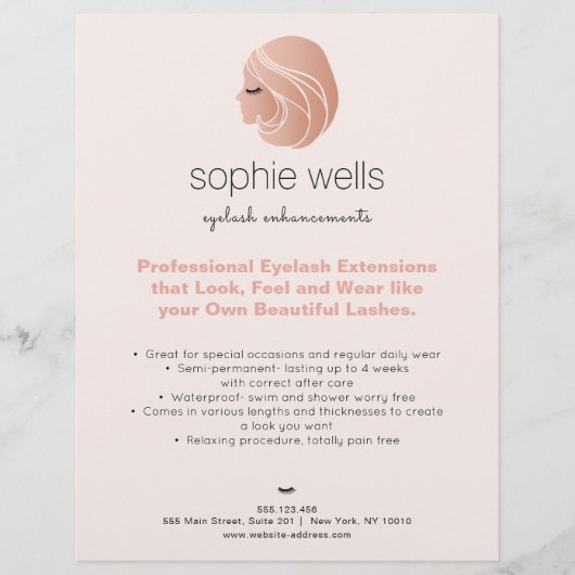 Rose Gold EyeLash Extensions und False Lash Girl Flyer (Vorne)