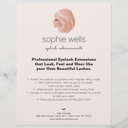 Rose Gold EyeLash Extensions und False Lash Girl Flyer (Vorne)