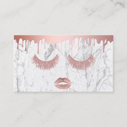 Rose Gold Eyelashes & Lips Visitenkarte (Vorderseite)