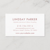 Rose Gold Eyelashes Makeup Artist Business Card Visitenkarte (Rückseite)