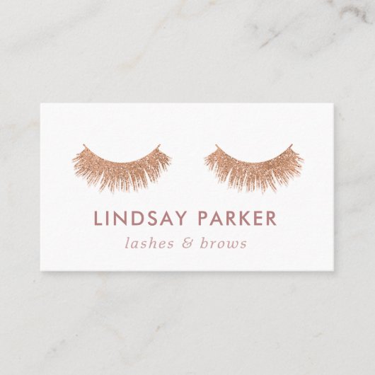 Rose Gold Eyelashes Makeup Artist Business Card Visitenkarte (Vorderseite)