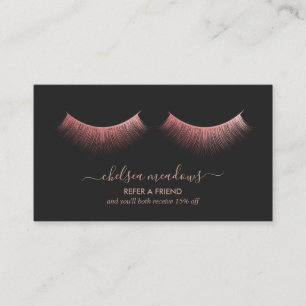 Rose Gold Eyelashes Referenzkarte Empfehlungskarte
