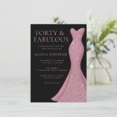 Rose Gold Fabulous Black Womans 40. Geburtstag Einladung (Stehend Vorderseite)