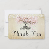 Rose Gold Fairy Lights Herzleaf Tree Vielen Dank Dankeskarte (Vorderseite)