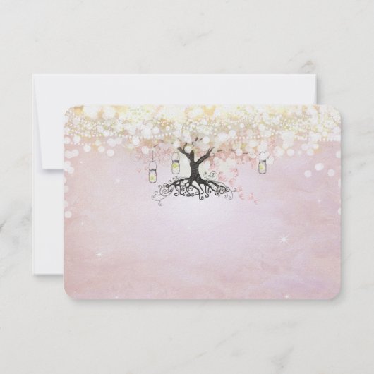 Rose Gold Fairy Lights Herzleaf Tree Vielen Dank Dankeskarte (Rückseite)