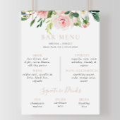 Rose Gold Fall Blume Hochzeitmenü Bar Poster