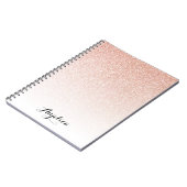 Rose Gold Falsch Glitter Shadow Script Name Notebo Notizblock (Linke Seite)