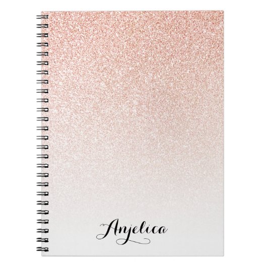 Rose Gold Falsch Glitter Shadow Script Name Notebo Notizblock (Vorderseite)