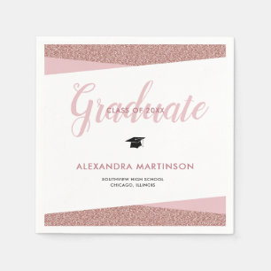 Rose Gold falscher Glitter Abschlussjahrgang 2023 Serviette
