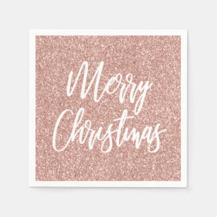 Rose Gold Falscher Glitter Frohe Weihnachten Kalli Serviette