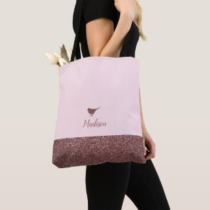 Rose Gold falscher Glitter Kleiner Vogel auf Hellr Tasche