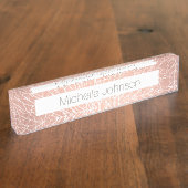 Rose Gold Fan Coral Muster Imitate Namensplakette (Seite)