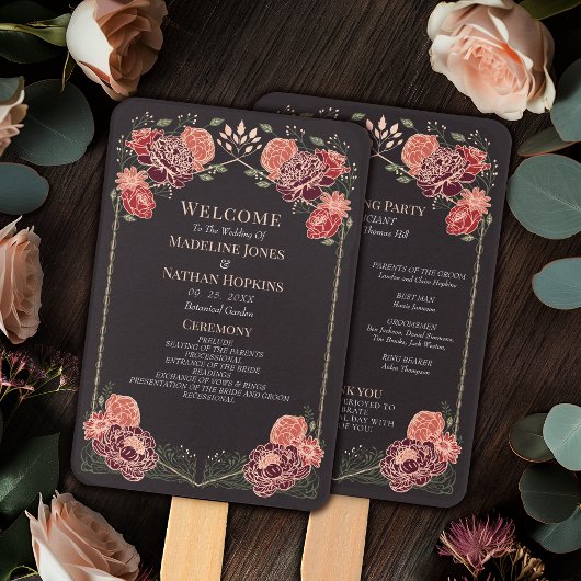 Rose Gold Fantasy Enchanted Garden Wedding Program Fächer