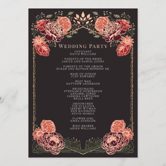 Rose Gold Fantasy Enchanted Garden Wedding Program Programm (Rückseite)