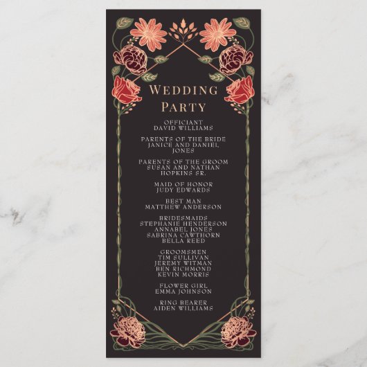 Rose Gold Fantasy Enchanted Garden Wedding Program Programm (Rückseite)