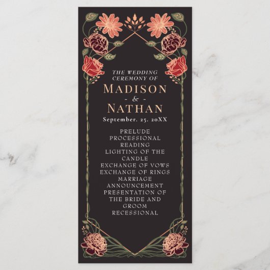 Rose Gold Fantasy Enchanted Garden Wedding Program Programm (Vorderseite)