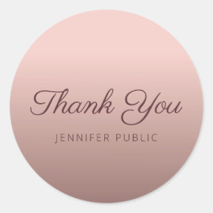 Rose Gold Farbe Danke Schrift Monogramm Vorlage Runder Aufkleber