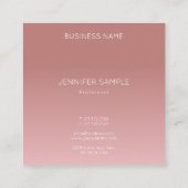 Rose Gold Farbe Elegant Minimalistisch Einfaches D Quadratische Visitenkarte (Rückseite)