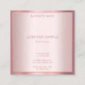 Rose Gold Farbe Elegante Moderne, einfache Vorlage Quadratische Visitenkarte (Rückseite)