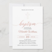 Rose Gold Farbkalligrafie Taufe Einladung (Vorderseite)